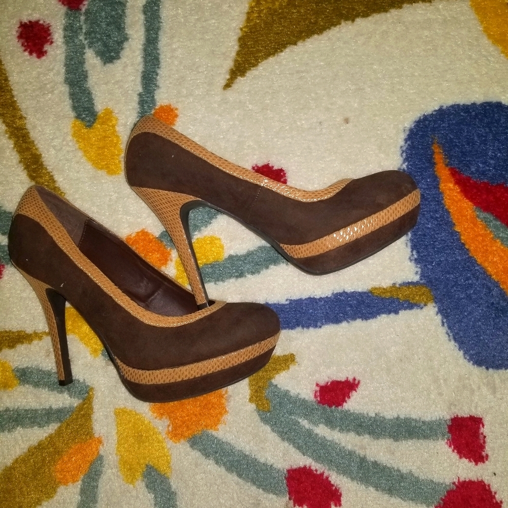 Brown high heel shoes